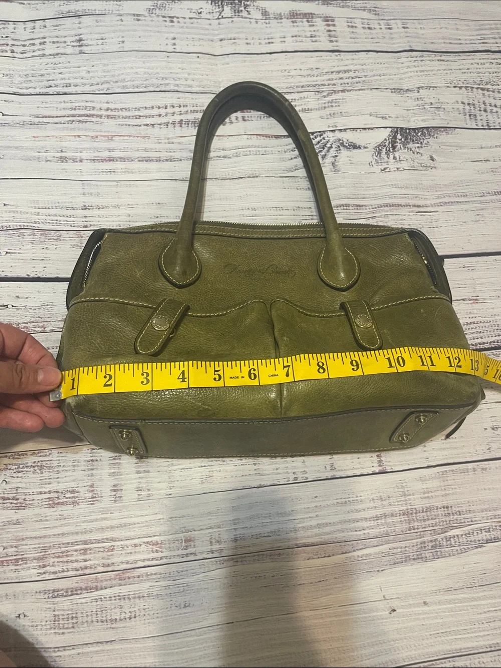 Dooney & Bourke Florentine Leather Olive Green East West Satchel Bag